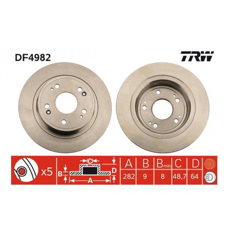 Заден спирачен диск DF4982 Honda Accord CU