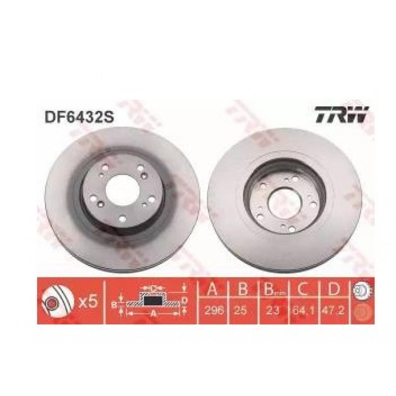 Преден спирачен диск DF6432S Honda Accord CU